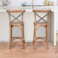 Hastings Cross Back Counter Stool with Grey Metal Straps-Dovetailed & Doublestitched